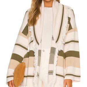 Tularosa Striped Fringe Cardigan - Olive, Tan, and Cream